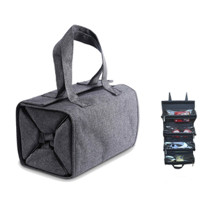 Foldable Mens Cosmetic Bag Hanging Toiletry Grey With Top Quality Polyester