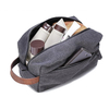Durable Canvas Travel Hanging Toiletry Bag With Leather Handle