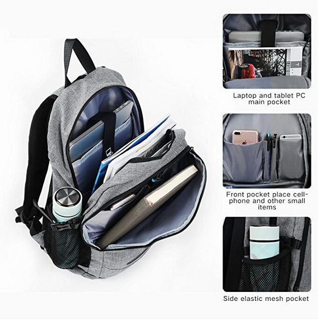 Wholesale Waterproof Backpack Laptop Bags With USB Charging Port For College