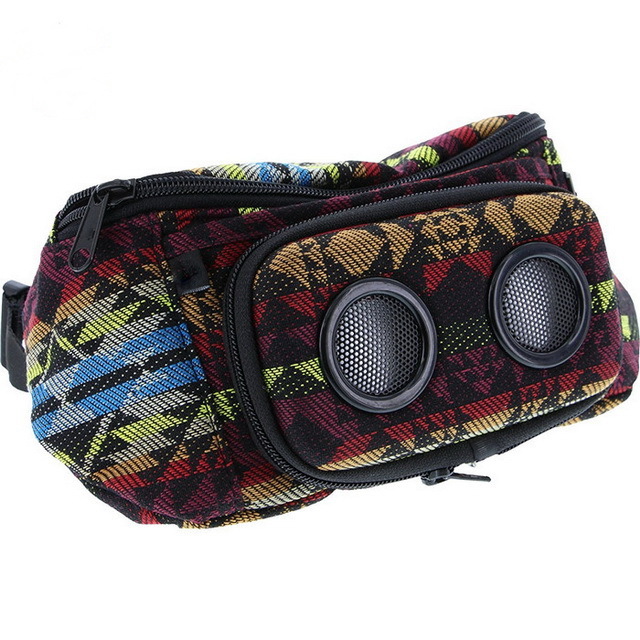 Outdoor Running Leather Fanny Packs Waist Packs With Speaker