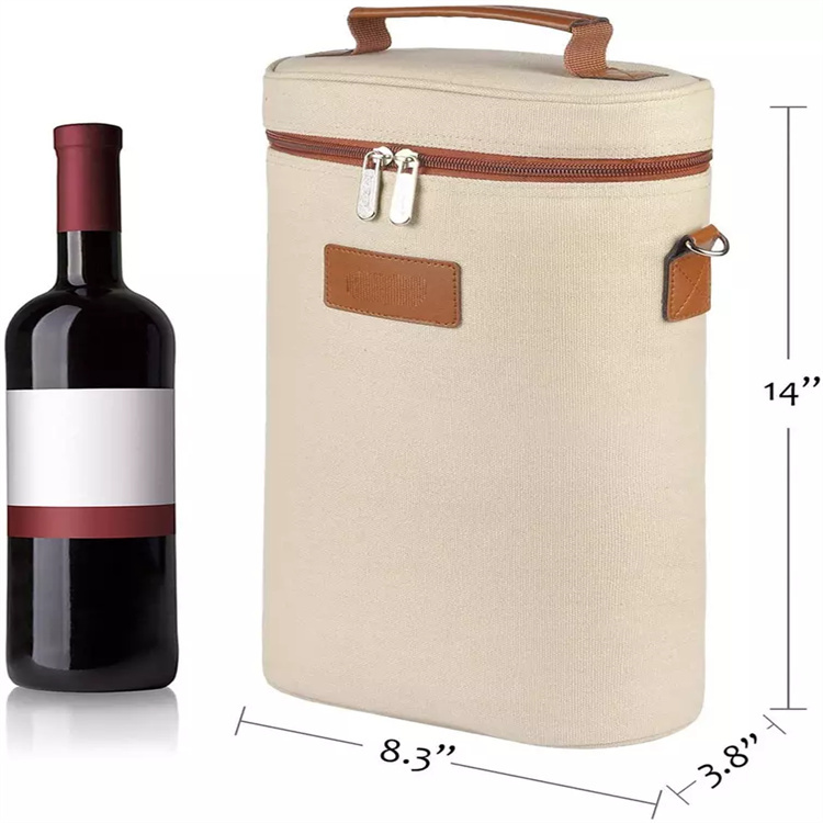 Waterproof 2 Bottle Wine Carrier Bag Insulated Champagne Wine Cooler Bag