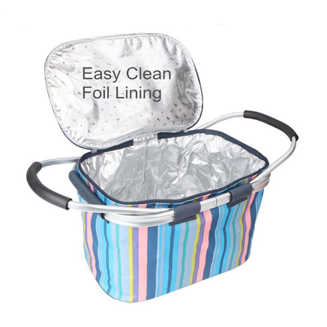 Portable Insulated Folding Cooler Baskets For Travel Picnic With Handles And Large Capacity