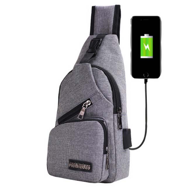 Cancvas Travel Sling Backpack with usb charger