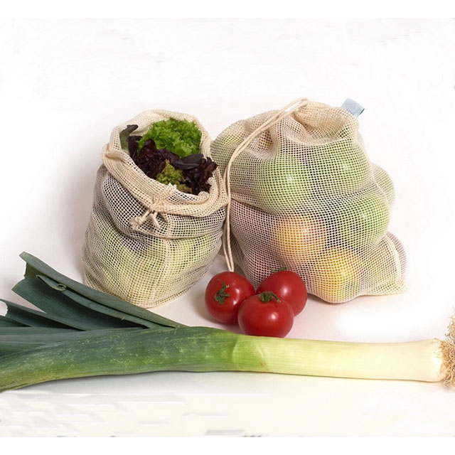 Reusable Organic Cotton Mesh Produce Storage Bags For Fruit And Vegetable Eco-Friendly