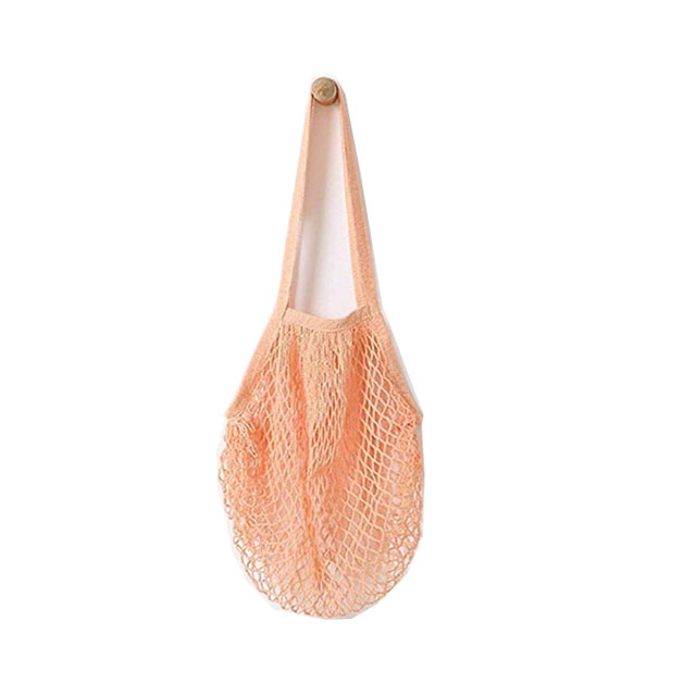 Reusable Portable Cotton Net String Bags For Shopping Storage With Long Handle