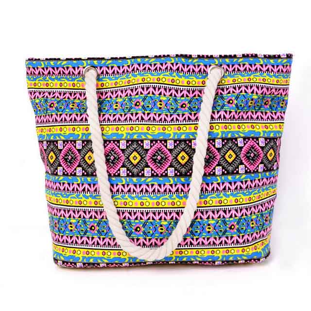 Custom Printed Large Beach Tote Bags With Cotton Canvas Material